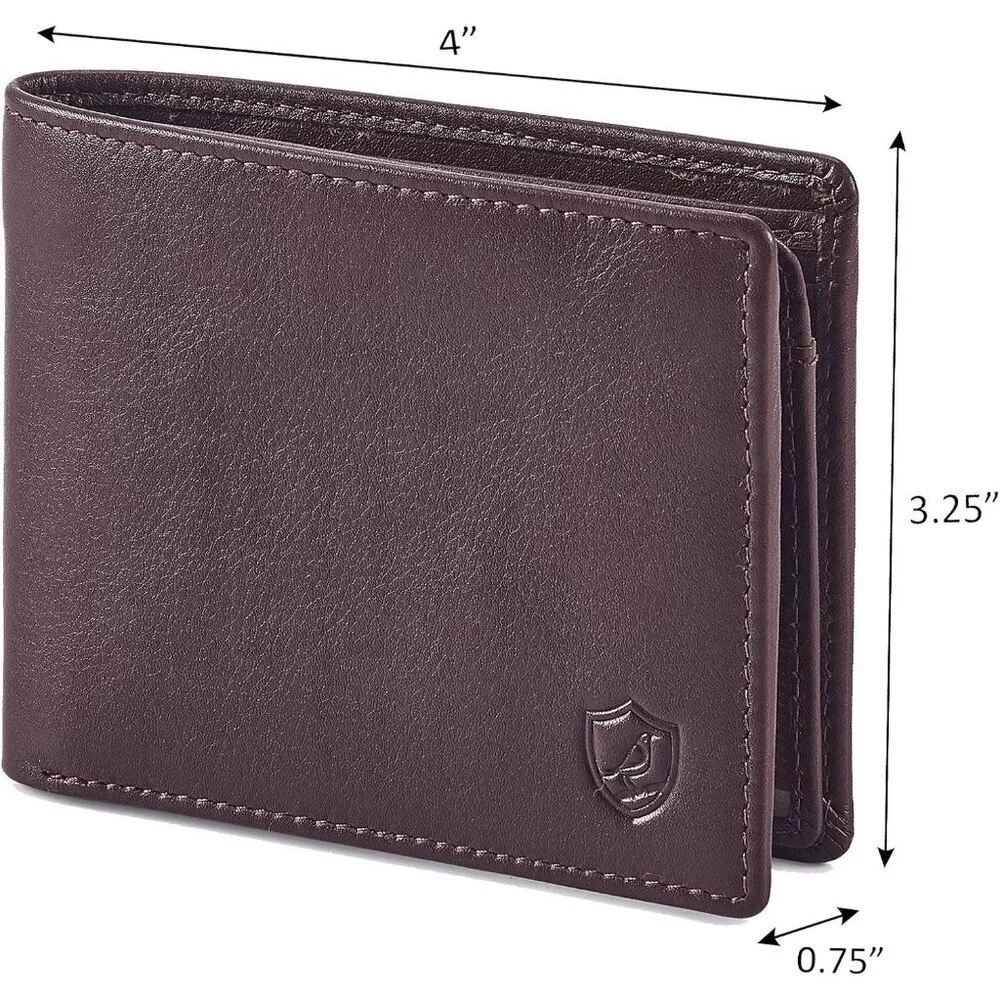Men's Unique Metal Real Slim Chocolate Genuine Vintage Leather Stylish Wallet